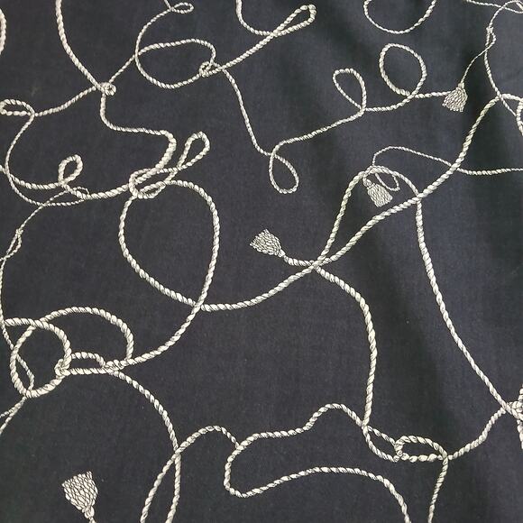 VTG Country Shop 10 SILK A-Line Side-Zip Side-Slit lined blck W/white rope print - Picture 6 of 9